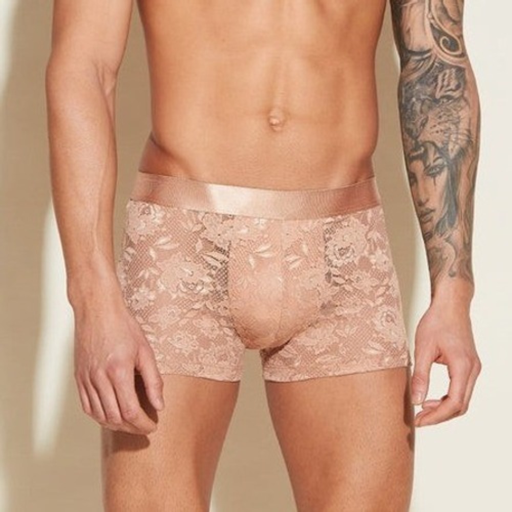 Cosabella Luxury Italian Men's Lace Trunks Designer Underwear Sette Tan S U1560
